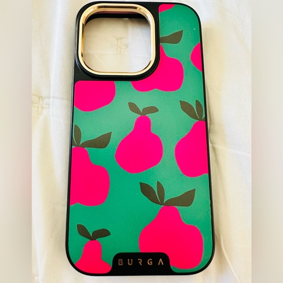 BURGA iPhone 14 Pro Elite Dark MagSafe Refresco Pear Pink & Green Phone Case - Picture 1 of 3
